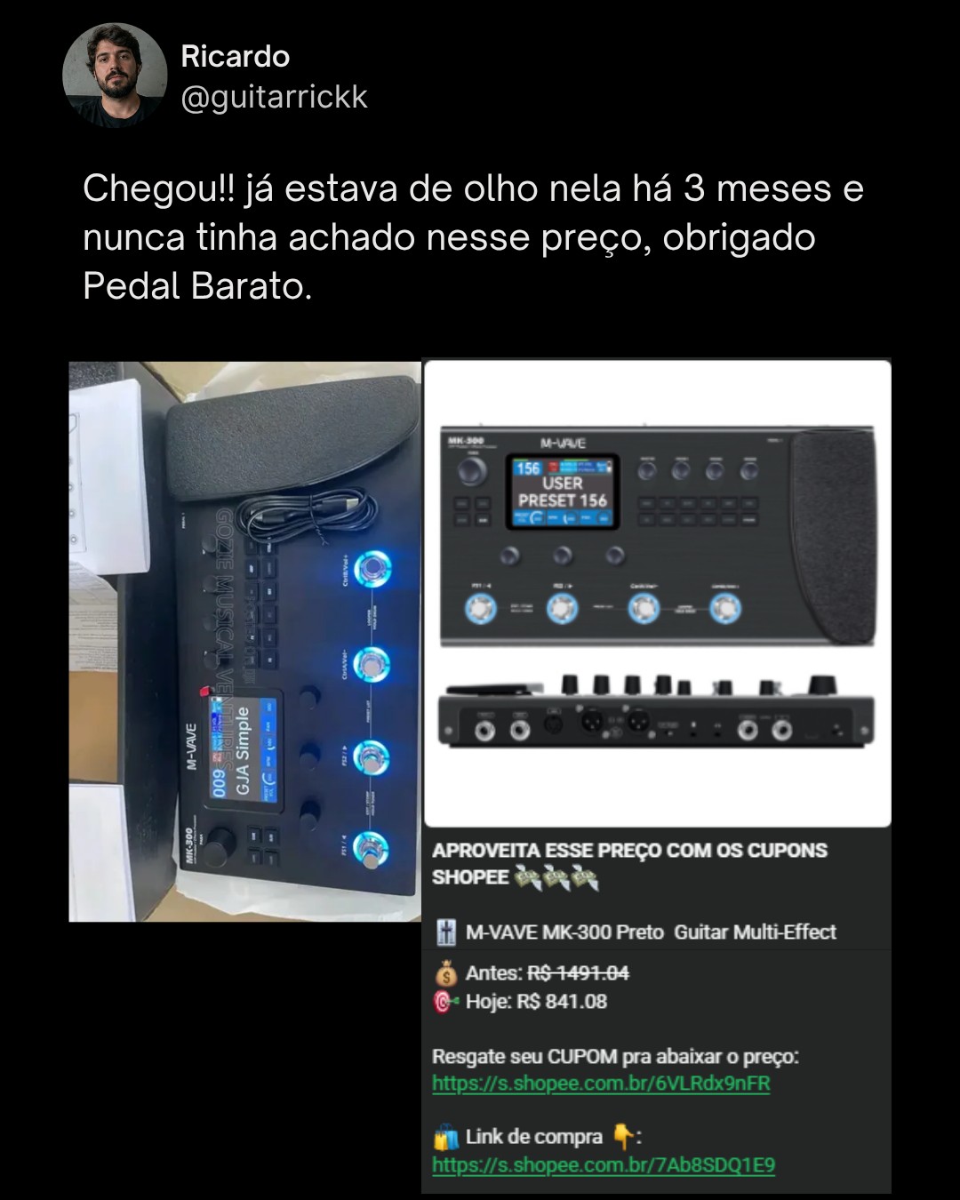 Depoimento de Ricardo — M-Vave MK-300