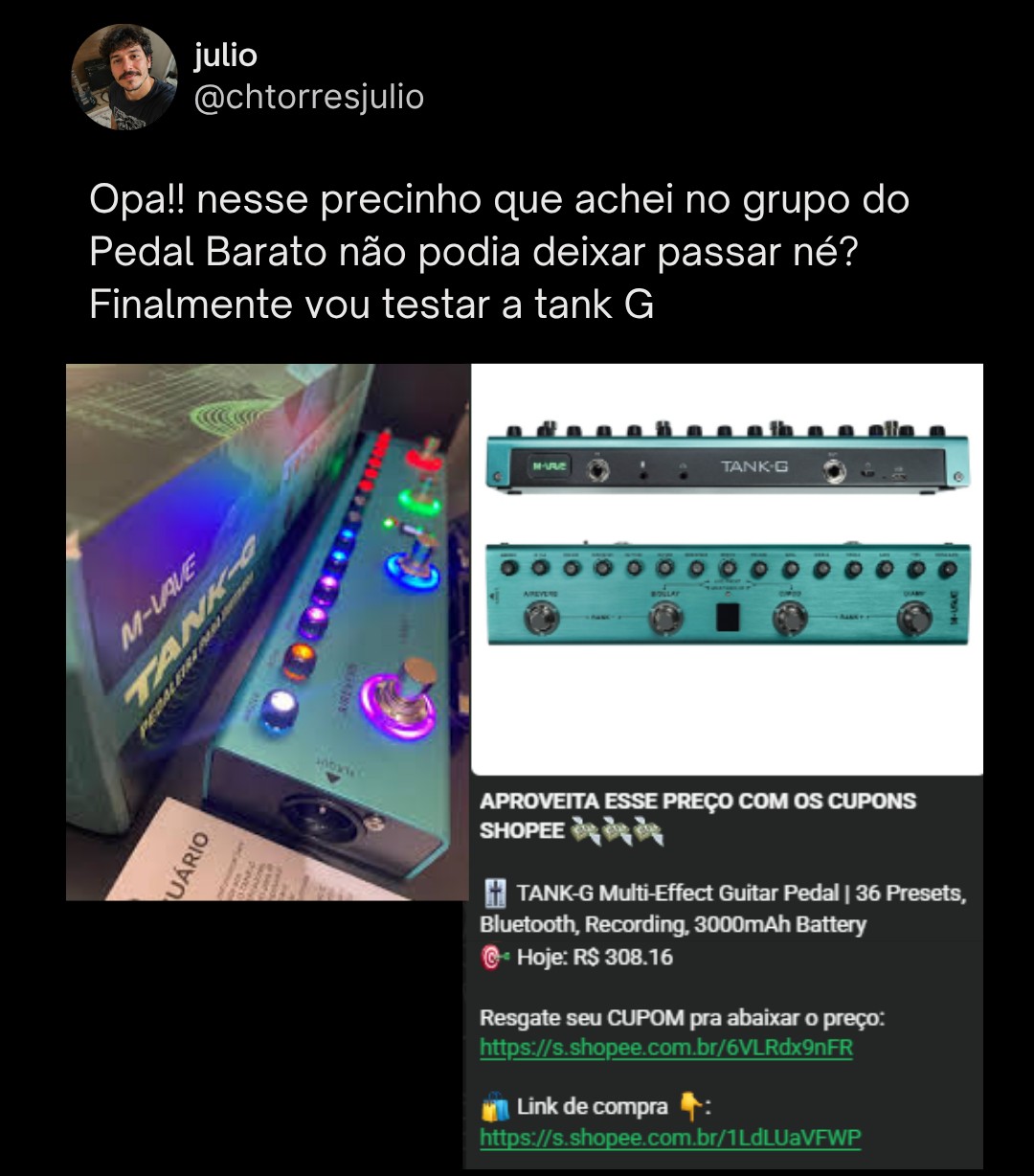 Depoimento de Julio — M-Vave Tank-G