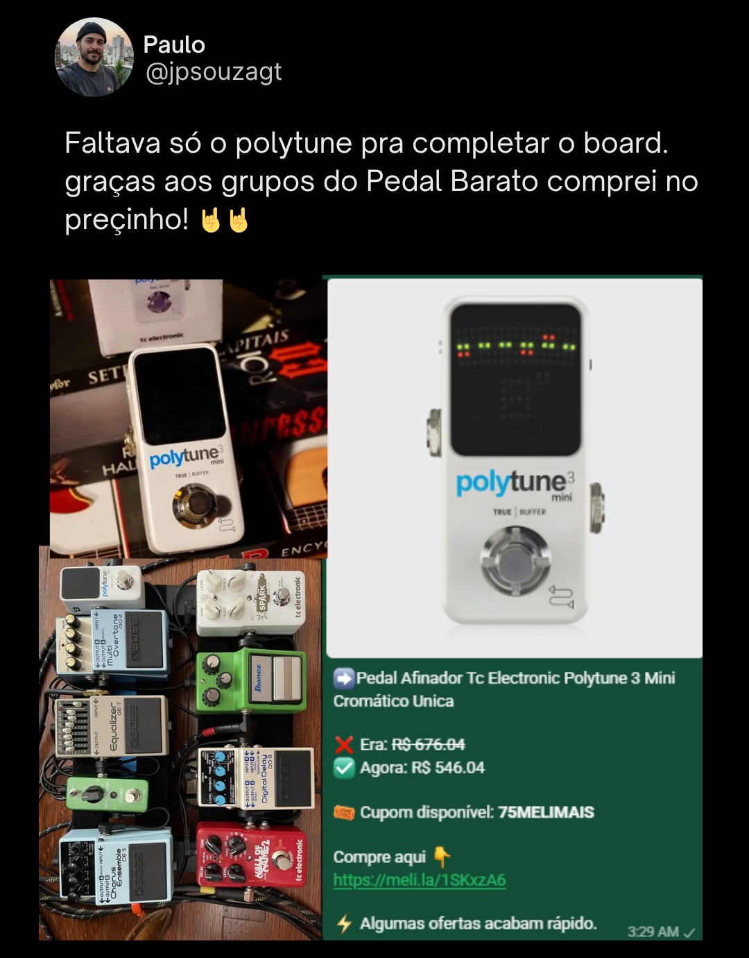 Depoimento de Paulo — TC Electronic Polytune 3 Mini